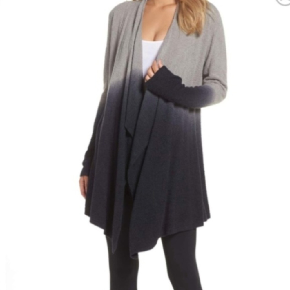 Barefoot Dreams Calypso Cardigan Gray Black Ombre